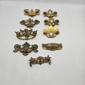 Vintage Random Lot of Antique Chippendale Cabinet Drawer Pulls Hardware 9 Pieces